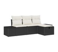 Qnhdfrt Lot de 4 canapés de salon en polyrotin, 55 x 62 cm, design moderne, avec coussins amovibles, robustes et durables, pour jardin, balcon, terrasse et petits coins extérieurs