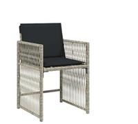 Qnhdfrt Lot de 4 chaises de jardin pliables en polyrotin gris clair, 50,5 x 54 x 79 cm, avec coussins à dossier haut anthracite, cadre en acier résistant aux UV, jusqu'à 110 kg, pour balcon, terrasse