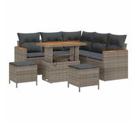 Qnhdfrt Lot de 8 canapés de jardin en polyrotin gris - 90 x 55 x 71 cm - Hauteur réglable - Table lounge - Canapé d'extérieur modulaire - Meubles de jardin pour terrasse, jardin, balcon