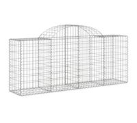 Qnhdfrt Lot de 8 Paniers à Gabions Arqués 200x50x80/100 cm, Mur de Soutènement en Fer Galvanisé pour Clôture de Jardin, Décoration Paysagère et Brise-Vent de Terrasse, Maille 5x10 cm
