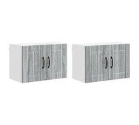 Qnhdfrt Lucca Lot de 2 armoires murales de cuisine en Sonoma gris, design moderne, espace de rangement avec portes à charnières, dimensions 60 x 31 x 40 cm, bois