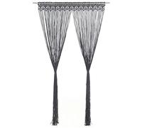 Qnhdfrt Macrame String Curtain, Charcoal Cotton Polyester, 140x240 cm