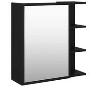 Qnhdfrt Matte Black Engineered Wood Bathroom Mirror Cabinet