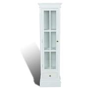 Qnhdfrt Meuble de Bibliothèque Blanc en Bois, Armoire de Rangement avec 3 Étagères et 1 Tiroir, Vitrine de Salon et Bureau en MDF avec Porte en Acrylique, 38 x 25,5 x 138 cm