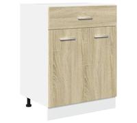 Qnhdfrt Meuble de cuisine Lyon en chêne sonoma de 60 cm de large avec tiroir et 2 portes, meuble de cuisine modulaire en bois 60 x 46 x 81,5 cm