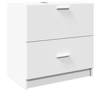 Qnhdfrt Meuble de lavabo - Blanc - 59 x 37 x 59 cm - En bois - Design moderne - Avec tiroir et compartiment - Meuble de salle de bain robuste pour petites salles de bains et toilettes d'invités