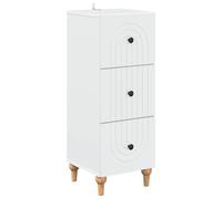 Qnhdfrt Meuble de Rangement Blanc, Chiffonnier Commode à 3 Tiroirs en Bois d'Ingénierie pour Salon Entrée et Bureau, Petit Cabinet Colonne Rectangulaire, 33 x 34,5 x 90 cm
