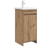 Qnhdfrt Meuble de Salle de Bain avec Évier et Robinet, Petit Cabinet de Toilette en Bois d'Ingénierie de Style Moderne, Organisateur avec Étagère Intérieure, Chêne Artisanal, 42x40x84,5 cm