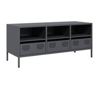 Qnhdfrt Meuble TV Anthracite 101,5x39x43,5 cm en Acier Laminé à Froid, Buffet Industriel Bas avec 3 Tiroirs et 3 Compartiments, Meuble de Salon ou Chambre Moderne et Robuste