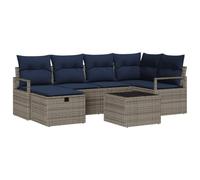 Qnhdfrt Modular Wicker Patio Sofa Set with Storage Box, Grey & Navy