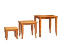 Qnhdfrt Nestende - Lot de 3 tables d'appoint - En acajou massif - 60 x 45 x 60,5 cm - Table latérale - Trio peu encombrante - Avec grain de bois naturel - Robuste - Pour salon, couloir et balcon