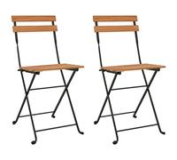 Qnhdfrt Outdoor Folding Teak Wood and Steel Bistro Chairs