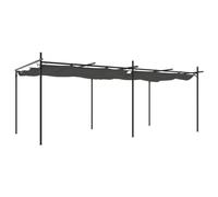 Qnhdfrt Pergola avec Toit Rétractable Anthracite 6x3m - Tonnelle de Jardin Moderne en Aluminium et Acier Écru - Grand Pavillon d'Extérieur Ajustable pour Terrasse Repas et Fêtes 589x292x230cm