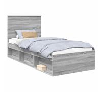 Qnhdfrt Pine Wood Twin Bed Frame with Headboard, Sonoma Gray