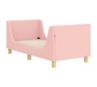Qnhdfrt Pink Sherpa Single Bed Frame 70x140 cm with Headboard