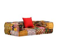 Qnhdfrt Pouf modulaire 2 places en tissu patchwork - 140 x 70 x 40 cm - En coton - Multicolore - Avec coussin - Salon confortable pour salon, balcon et coin de jeu