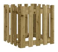 Qnhdfrt Pressure-Treated Pine Wood Square Planter Box, 50x50x50 cm | Features a decorative fence design, providing a sturdy outdoor growing space for garden, balcony, and patio plants.