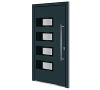 Qnhdfrt PVC Aluminum Exterior Front Door, Anthracite, 100x200 cm