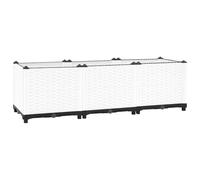 Qnhdfrt Rattan Look Polypropylene Raised Garden Bed, White | Rectangular 120x40x38 cm planter box designed for growing vegetables, flowers, and plants on balconies and patios.