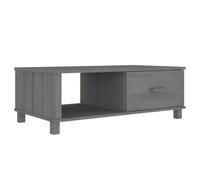 Qnhdfrt Rectangular Pine Wood Coffee Table with Drawer, Dark Gray