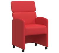 Qnhdfrt Red Faux Leather Dining Chairs with Wheels and Armrests