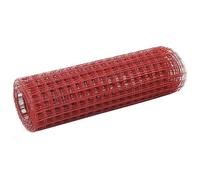 Qnhdfrt Red PVC Coated Steel Wire Mesh Roll, 25x0.5m, 12x12mm Mesh