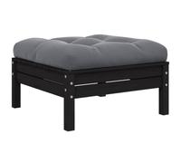 Qnhdfrt Repose-Pied de Jardin avec Coussin Anthracite, Pouf d'Extérieur Modulaire en Bois de Pin Massif Noir, Tabouret de Patio Confortable pour Salon de Jardin, 63,5 x 63,5 x 28,5 cm