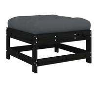 Qnhdfrt Repose-Pied de Jardin en Bois de Pin Massif Noir avec Coussin Anthracite, Pouf Modulaire d'Extérieur 62x62x32 cm, Siège Bas de Palette pour Terrasse, Balcon, Patio et Salon de Jardin