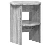 Qnhdfrt Round Engineered Wood End Table with Storage Shelf, Sonoma Grey