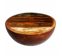 Qnhdfrt Round Reclaimed Wood Bowl Coffee Table with Steel Base