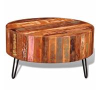 Qnhdfrt Round Reclaimed Wood Coffee Table with Iron Legs