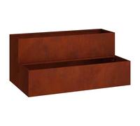 Qnhdfrt Rusted Corten Steel Rectangular Planter Box, 100x60x45 cm | Durable rust-colored metal container ideal for outdoor patios, decks, and gardens to grow flowers and vegetables.