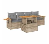 Qnhdfrt Salon de Jardin 5 Pièces en Résine Tressée avec Table en Acacia