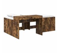 Qnhdfrt Set de 2 Cadres de Lit avec Bureau Chêne Fumé 100x200 cm | Optimisez votre chambre ou studio avec ce meuble combinant zone de sommeil et poste de travail intégré et pratique.