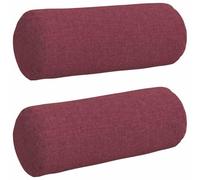 Qnhdfrt Set of 2 Burgundy Fabric Cylindrical Bolster Pillows