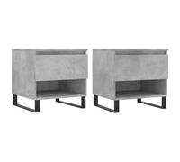 Qnhdfrt Set of 2 Concrete Gray Side Tables with Drawer and Metal Legs