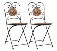 Qnhdfrt Set of 2 Folding Ceramic Mosaic Bistro Chairs