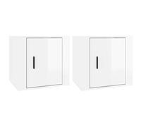 Qnhdfrt Set of 2 Glossy White Engineered Wood Nightstands