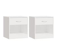 Qnhdfrt Set of 2 Glossy White Wood Nightstands with Drawer