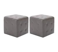 Qnhdfrt Set of 2 Grey Faux Leather Cube Nightstands