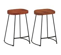 Qnhdfrt Set of 2 Industrial Mango Wood and Metal Bar Stools