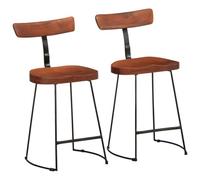 Qnhdfrt Set of 2 Solid Mango Wood & Metal Bar Stools with Backrest