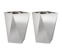 Qnhdfrt Set of 2 Stainless Steel Square Planter Boxes, Silver | Large 50x50x75 cm modern flower pots designed for outdoor use in gardens, patios, driveways, and entrances.