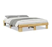 Qnhdfrt Solid Oak Wood Double Bed Frame, 135x190 cm, Natural
