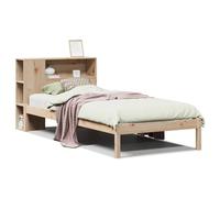 Qnhdfrt Solid Pine Single Bed Frame with Storage Headboard, Natural | Includes a supportive slatted base and fits 75x190 cm mattresses, ideal for bedrooms and small spaces.