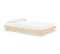 Qnhdfrt Solid Pine Wood Bed Frame, 120x190 cm Small Double, Natural