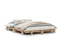 Qnhdfrt Solid Pine Wood Bed Frame 120x190 cm with Slats, Natural