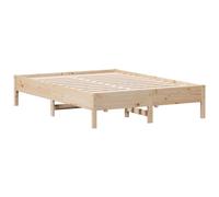 Qnhdfrt Solid Pine Wood Bed Frame 120x190 cm with Slats, Natural