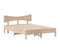 Qnhdfrt Solid Pine Wood Bed Frame, 120x190cm with Headboard, Natural