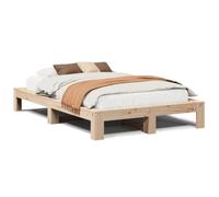 Qnhdfrt Solid Pine Wood Bed Frame 135x190 cm with Slats, Natural